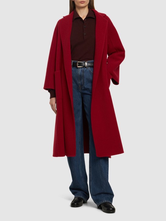 Max Mara: Ludmilla1 cashmere long coat w/ belt - Dark Red - women_1 | Luisa Via Roma