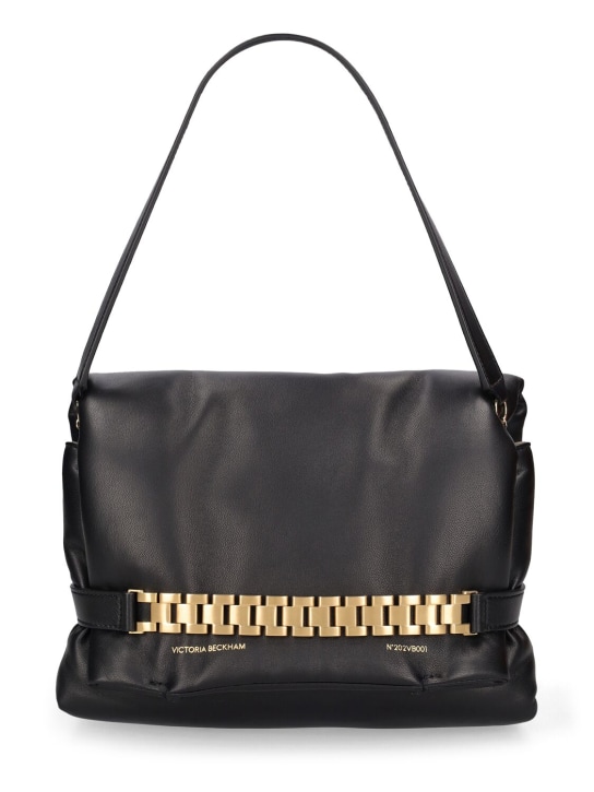 Victoria Beckham: Puffy Chain leather shoulder bag - Black - women_0 | Luisa Via Roma