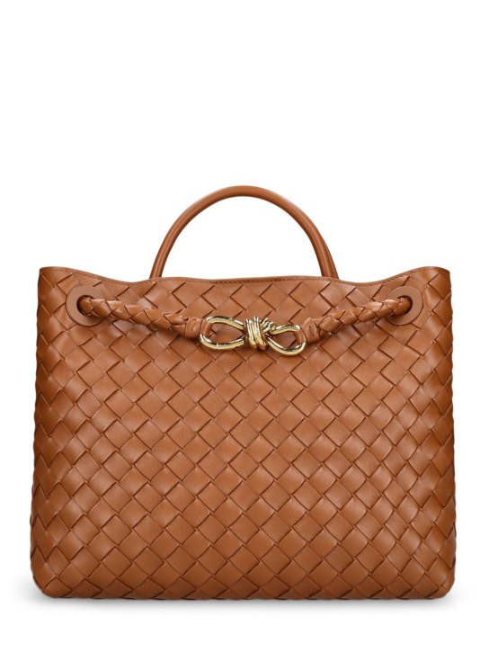 Bottega Veneta: Medium Andiamo leather top handle bag - Cognac - women_0 | Luisa Via Roma