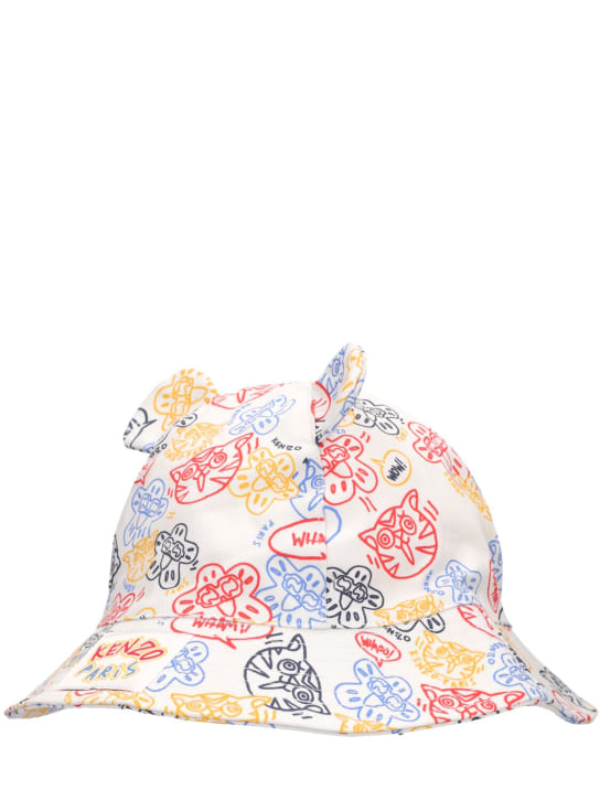Kenzo Kids: Cappello bucket in cotone stampato - Bianco - kids-boys_1 | Luisa Via Roma