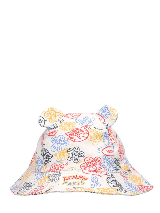 Kenzo Kids: Printed cotton bucket hat - White - kids-boys_0 | Luisa Via Roma