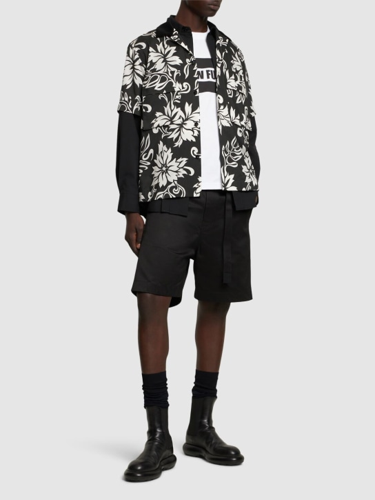 Sacai: Camisa con estampado floral - Negro - men_1 | Luisa Via Roma