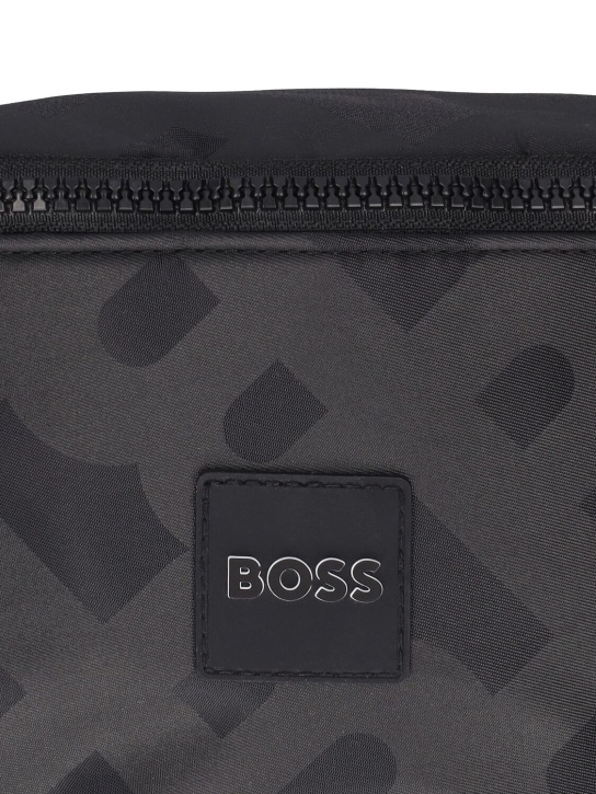 Boss: Logo印花尼龙腰包 - 黑色 - kids-boys_1 | Luisa Via Roma