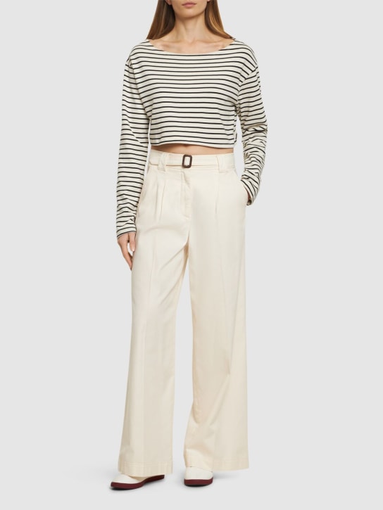 Weekend Max Mara: Pino belted cotton canvas wide pants - Ivory - women_1 | Luisa Via Roma
