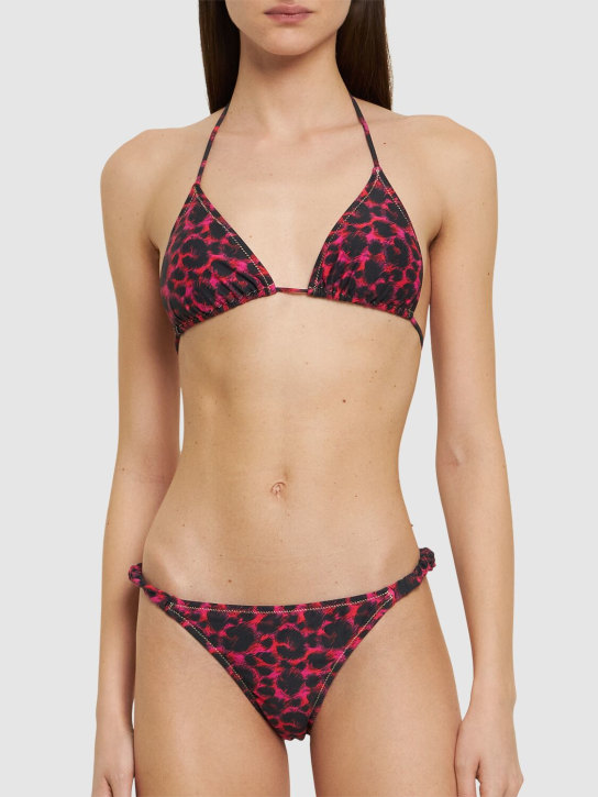 Reina Olga: Scrunchie printed triangle bikini - Multicolor - women_1 | Luisa Via Roma