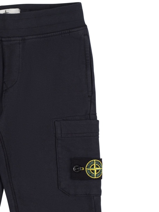 Stone Island: Organic cotton sweatpants w/ logo patch - Navy - kids-boys_1 | Luisa Via Roma