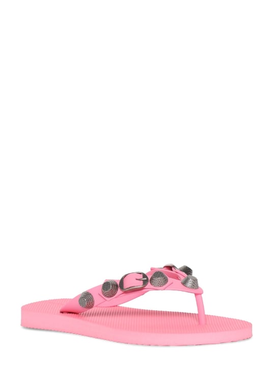 Balenciaga: 20mm hohe Gummi-Flipflops „Cagole“ - Pink/Silber - women_1 | Luisa Via Roma