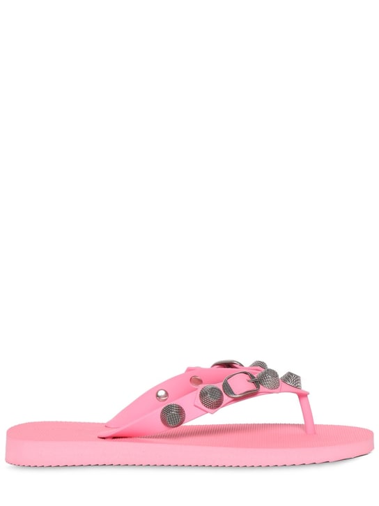 Balenciaga: 20mm hohe Gummi-Flipflops „Cagole“ - Pink/Silber - women_0 | Luisa Via Roma