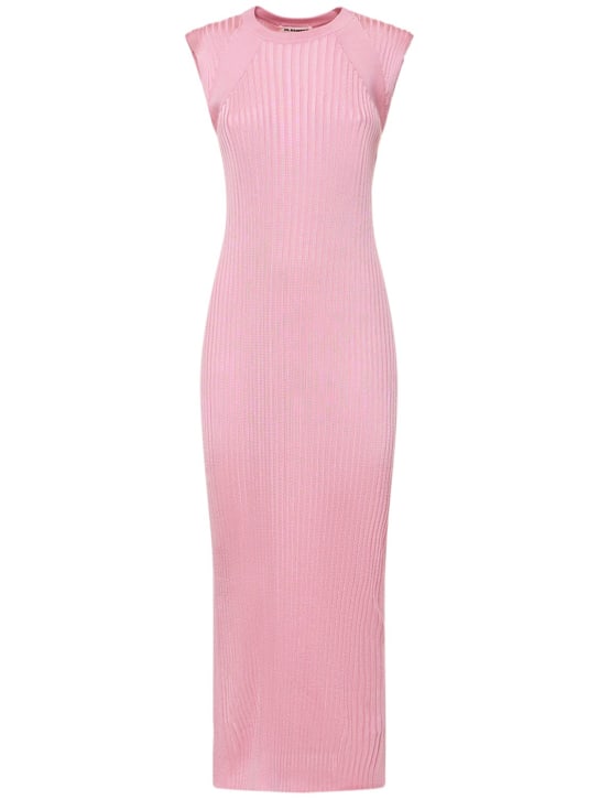 Jil Sander: Sleeveless jersey midi dress - Pink - women_0 | Luisa Via Roma