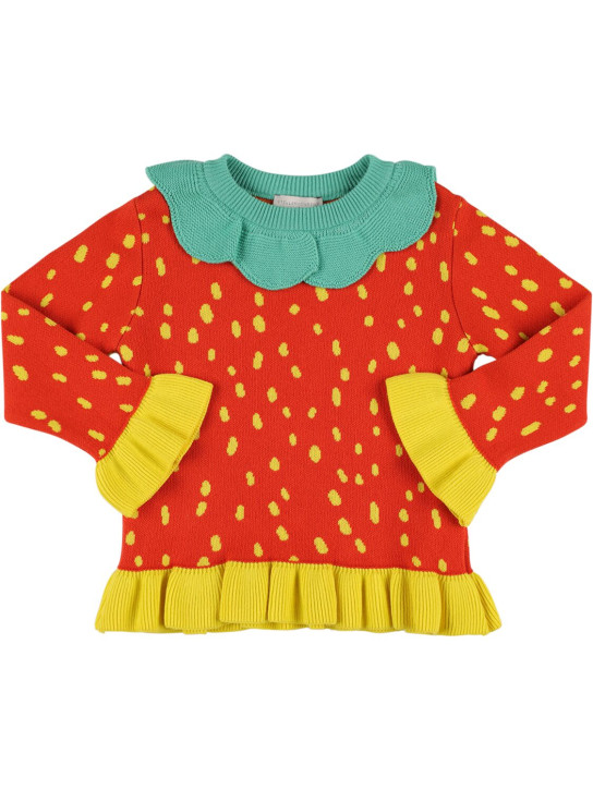 Stella Mccartney Kids: Sweater aus Baumwollstrick mit Erdbeermotiv - Rot/Bunt - kids-girls_0 | Luisa Via Roma