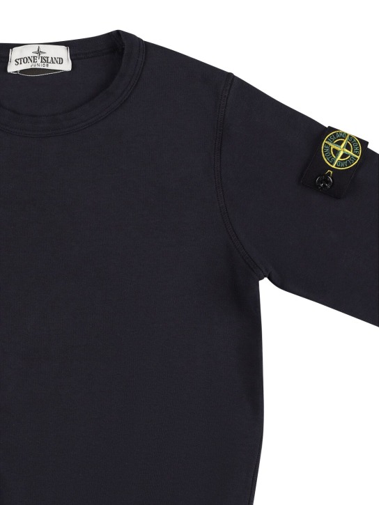 Stone Island: Cotton blend sweatshirt w/ logo patch - Navy - kids-boys_1 | Luisa Via Roma