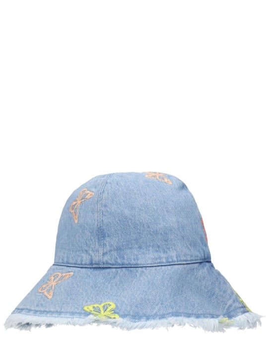The New Society: Embroidered cotton bucket hat - Blue/Multi - kids-girls_1 | Luisa Via Roma