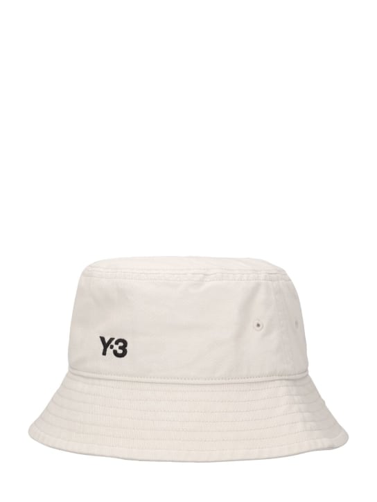 Y-3: Cappello bucket con logo - Bianco - men_1 | Luisa Via Roma