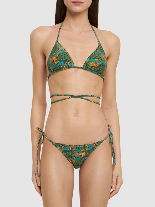 Reina Olga: Miami printed wraparound bikini - Green/Multi - women_1 | Luisa Via Roma