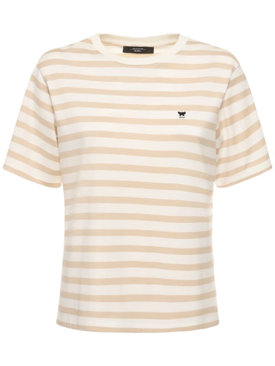 Weekend Max Mara: Deodara striped cotton jersey t-shirt - Ivory/Beige - women_0 | Luisa Via Roma