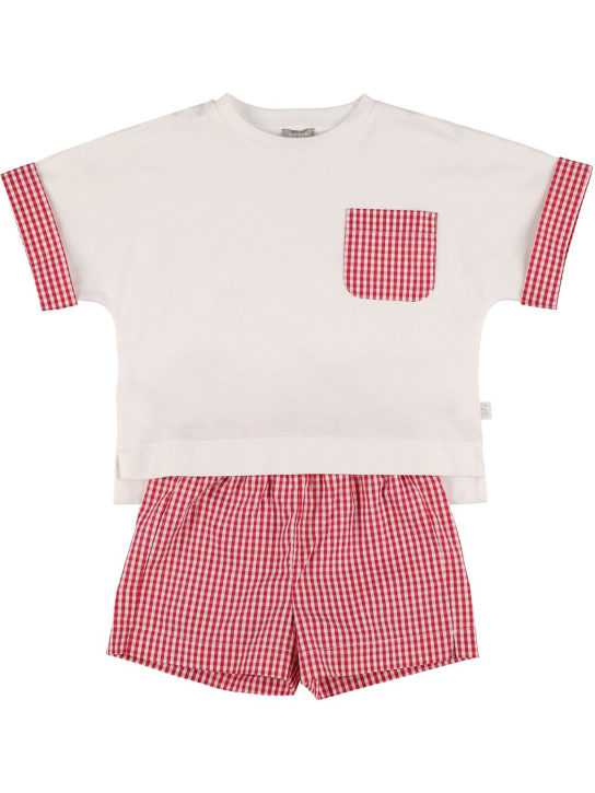 Il Gufo: T-Shirt und Rock aus Baumwolle - Weiß/Rot - kids-girls_0 | Luisa Via Roma