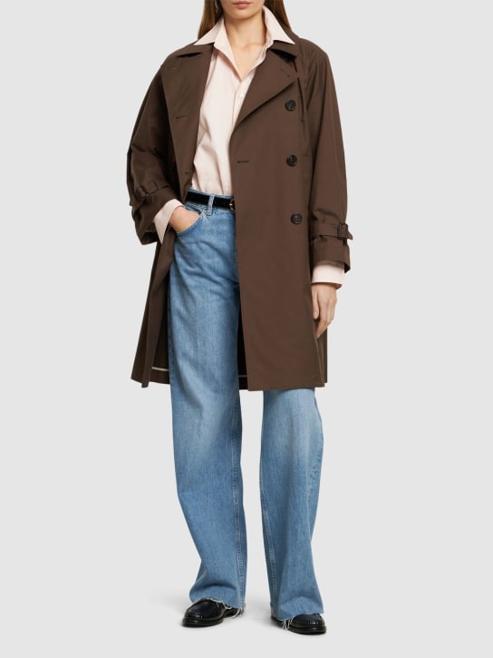 Max Mara: Titrench cotton twill midi trench coat - Brown - women_1 | Luisa Via Roma