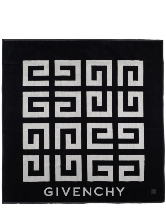 Givenchy: 코튼 테리 비치 타월 - 화이트/블랙 - kids-boys_0 | Luisa Via Roma