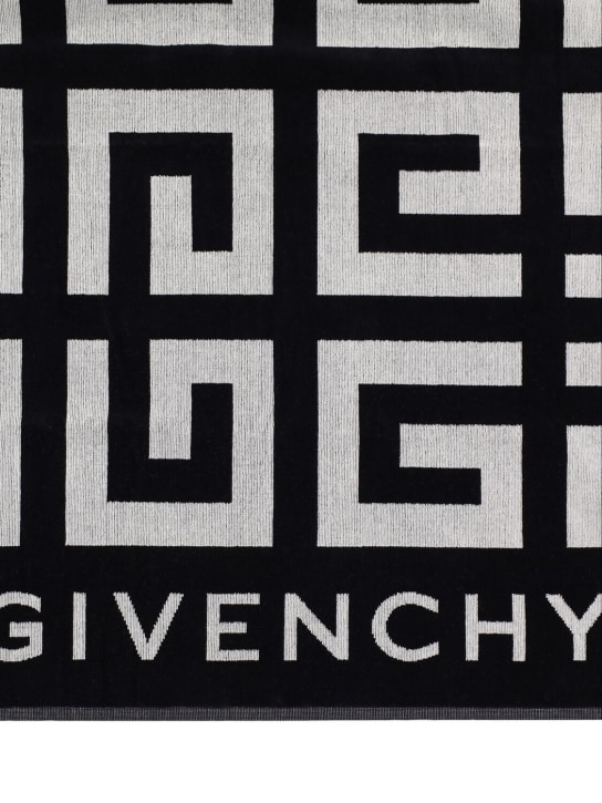 Givenchy: 코튼 테리 비치 타월 - 화이트/블랙 - kids-boys_1 | Luisa Via Roma