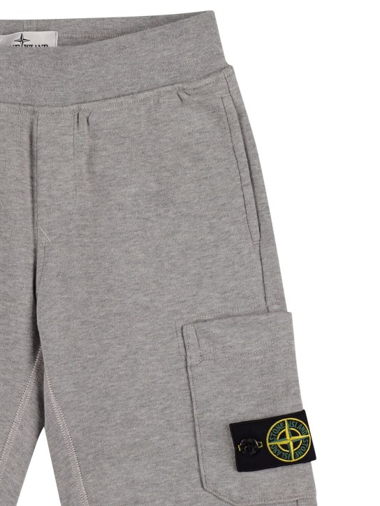 Stone Island: Cotton sweat shorts - Grey - kids-boys_1 | Luisa Via Roma