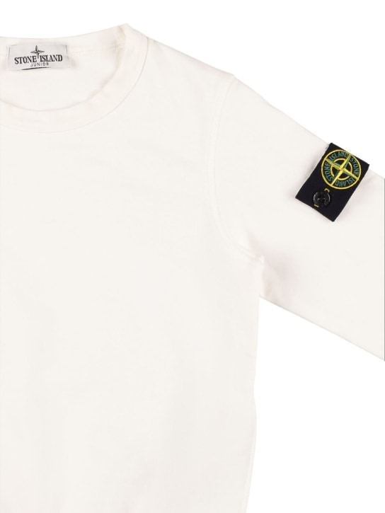Stone Island: Cotton blend sweatshirt w/ logo patch - White - kids-boys_1 | Luisa Via Roma