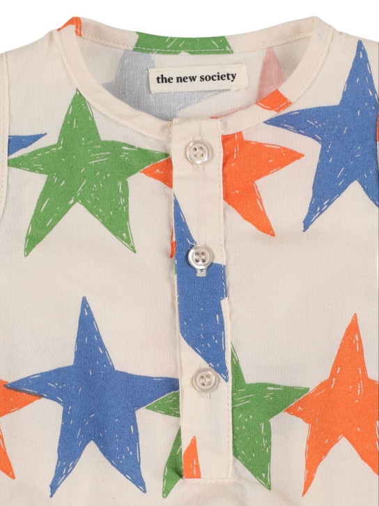 The New Society: Star printed cotton bodysuit - White - kids-boys_1 | Luisa Via Roma