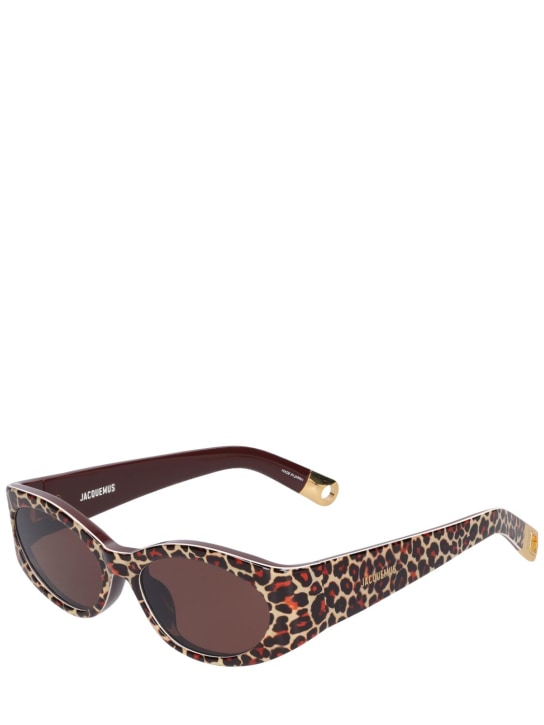 Jacquemus: Les Lunettes Ovalo sunglasses - Leopard/Brown - women_1 | Luisa Via Roma