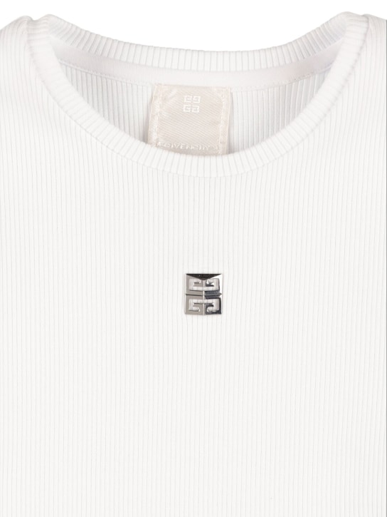 Givenchy: T-shirt in misto cotone a costine - Bianco - kids-girls_1 | Luisa Via Roma