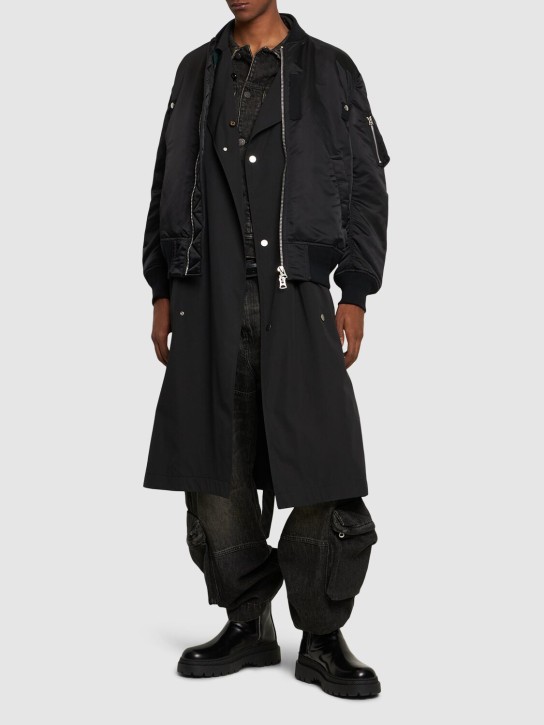 Sacai: Nylon twill jacket - Black - men_1 | Luisa Via Roma