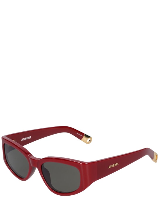 Jacquemus: Les Lunettes Gala sunglasses - Bordeaux/Grey - women_1 | Luisa Via Roma