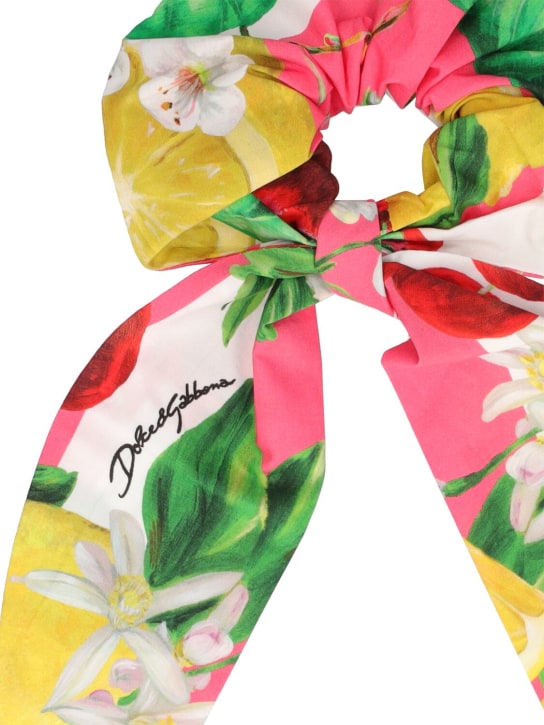 Dolce&Gabbana: 프룻 프린트 코튼 스크런치 - 멀티컬러 - kids-girls_1 | Luisa Via Roma