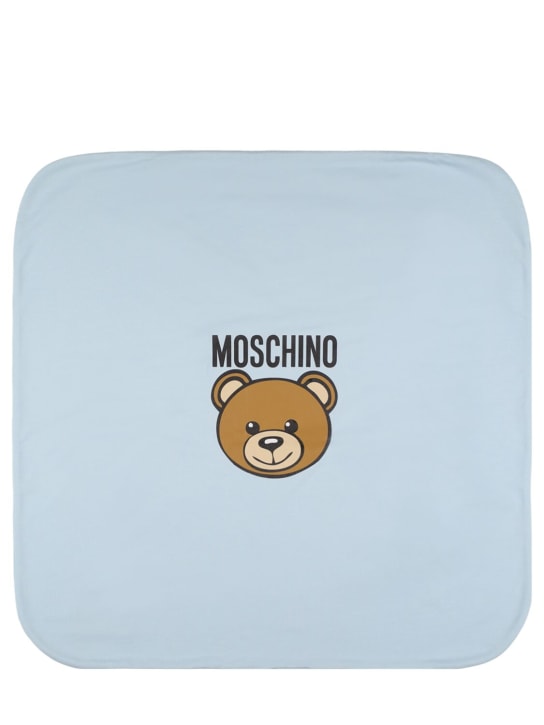 Moschino: Cotton jersey blanket - Light Blue - kids-boys_0 | Luisa Via Roma