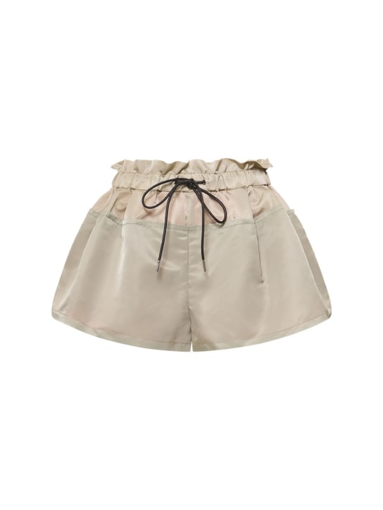 Sacai: Nylon twill elastic shorts - Khaki - women_0 | Luisa Via Roma