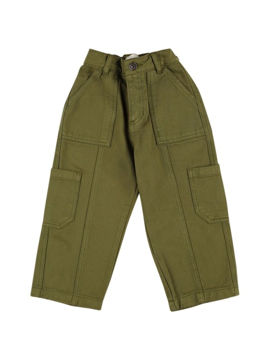 The New Society: BCI cotton cargo pants - Khaki - kids-boys_0 | Luisa Via Roma
