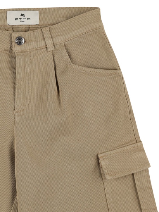 Etro: Cotton blend cargo shorts - Beige - kids-boys_1 | Luisa Via Roma