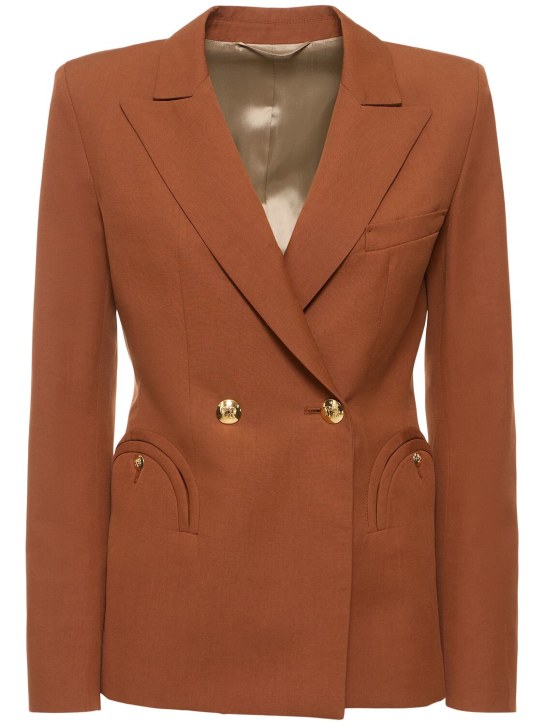 Blazé Milano: Dojo Charmer linen blend blazer - Brown - women_0 | Luisa Via Roma