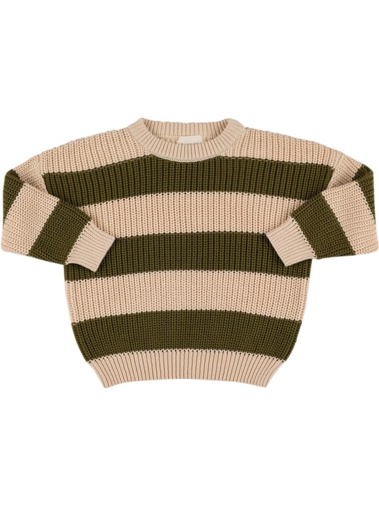 The New Society: Organic cotton knit sweater - Beige - kids-girls_0 | Luisa Via Roma
