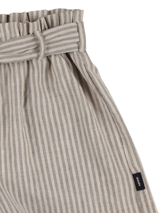 ASPESI: Striped cotton blend shorts - Beige - kids-girls_1 | Luisa Via Roma