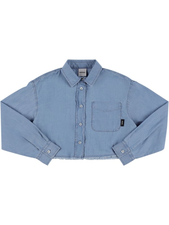 ASPESI: Kürzeres Hemd aus Baumwolldenim - Blau - kids-girls_0 | Luisa Via Roma