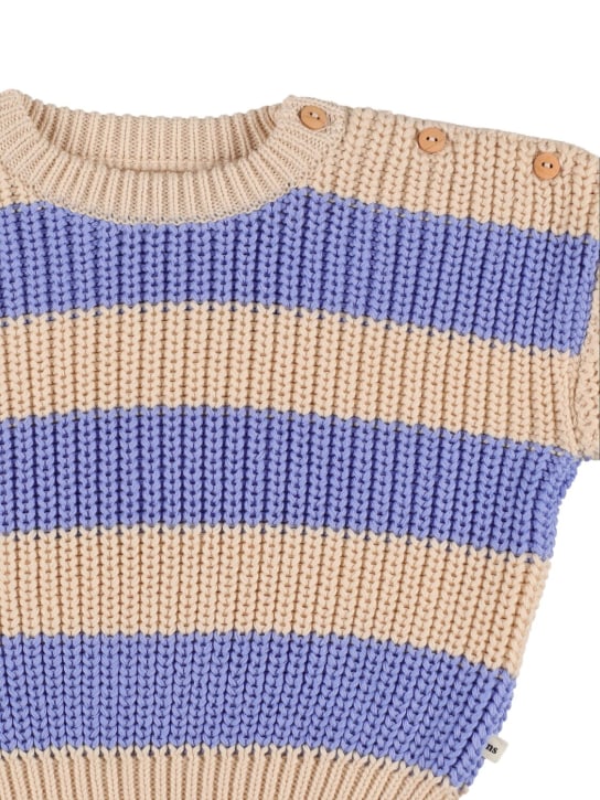 The New Society: Suéter de punto de algodón orgánico - Beige/Azul - kids-boys_1 | Luisa Via Roma