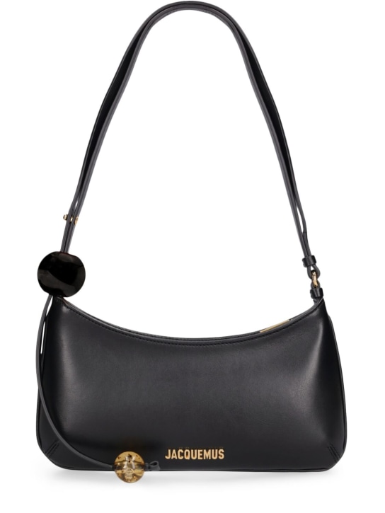 Jacquemus: Le Bisou Perle smooth leather bag - Black - women_0 | Luisa Via Roma
