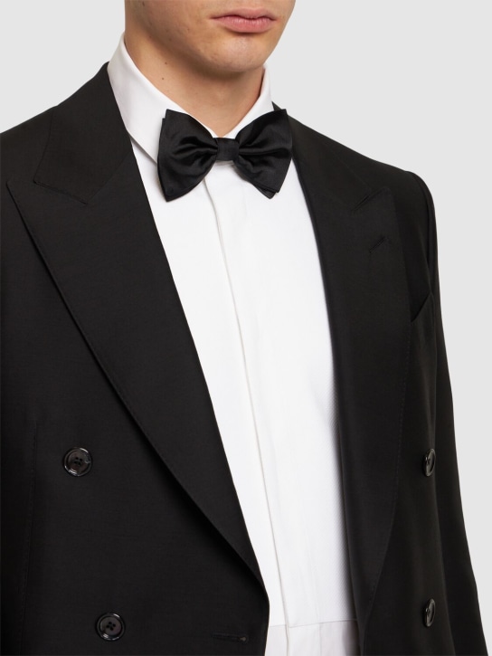 Dolce&Gabbana: Silk bow tie - Black - men_1 | Luisa Via Roma