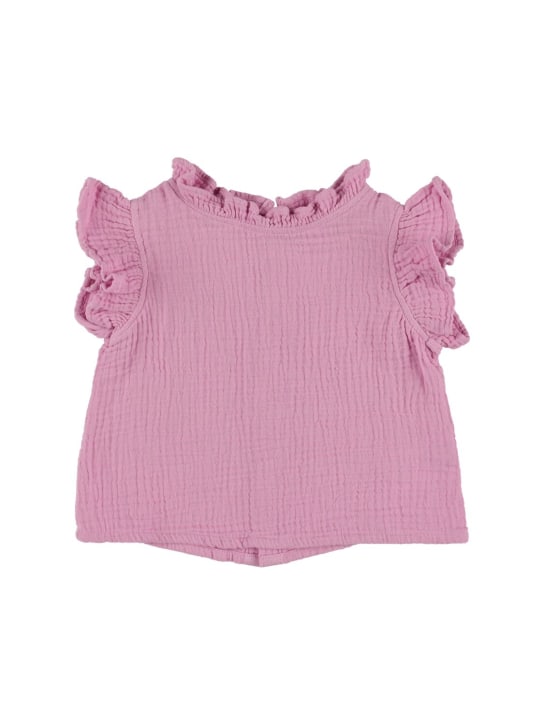 The New Society: Cotton muslin shirt - Light Purple - kids-girls_0 | Luisa Via Roma