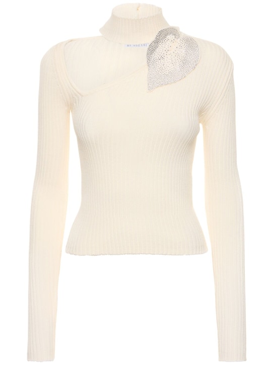 Giuseppe Di Morabito: Embellished cotton top - White - women_0 | Luisa Via Roma