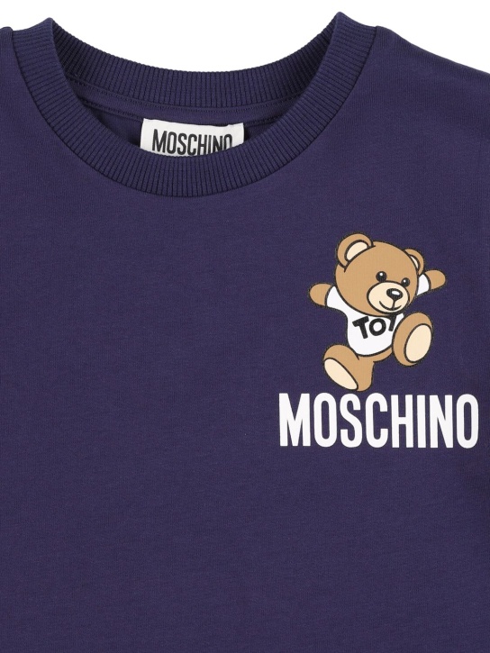 Moschino: 코튼 저지 티셔츠 - 네이비 - kids-boys_1 | Luisa Via Roma