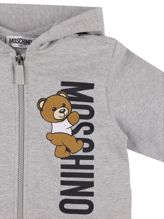 Moschino: Cotton hooded sweatshirt & sweatpants - Grey - kids-boys_1 | Luisa Via Roma