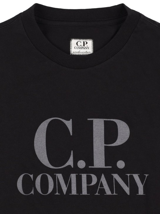C.P. Company: T-shirt en jersey de coton imprimé - Noir - kids-boys_1 | Luisa Via Roma