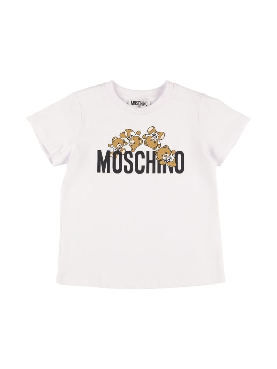 Moschino: 코튼 저지 티셔츠 - 화이트 - kids-girls_0 | Luisa Via Roma