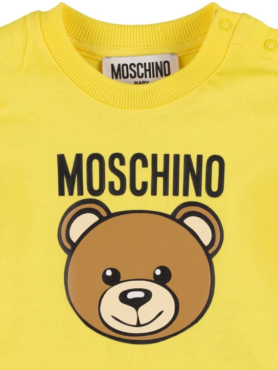 Moschino: T-Shirt und Trainingsshorts aus Baumwolljersey - Gelb/Weiß - kids-boys_1 | Luisa Via Roma