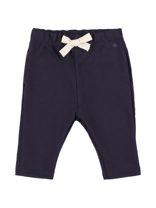Petit Bateau: Pantalones de felpa de algodón - Azul Marino - kids-girls_0 | Luisa Via Roma